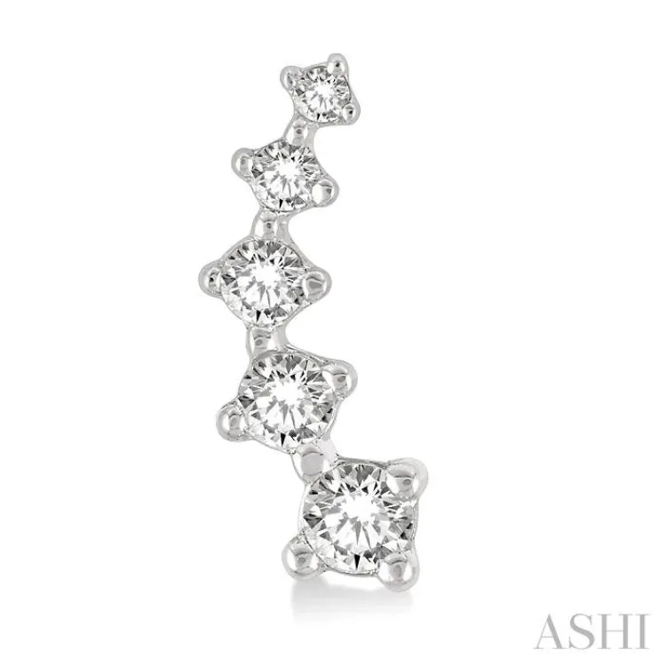 1/10 Ctw Round Cut Diamond Petite Fashion Climbers in 10K White Gold