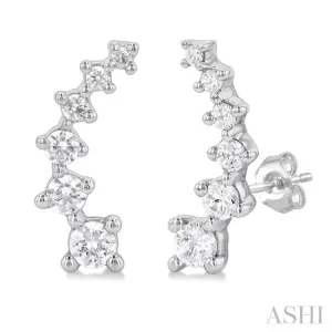 1/2 Ctw Round Cut Diamond Petite Fashion Climbers in 14K White Gold