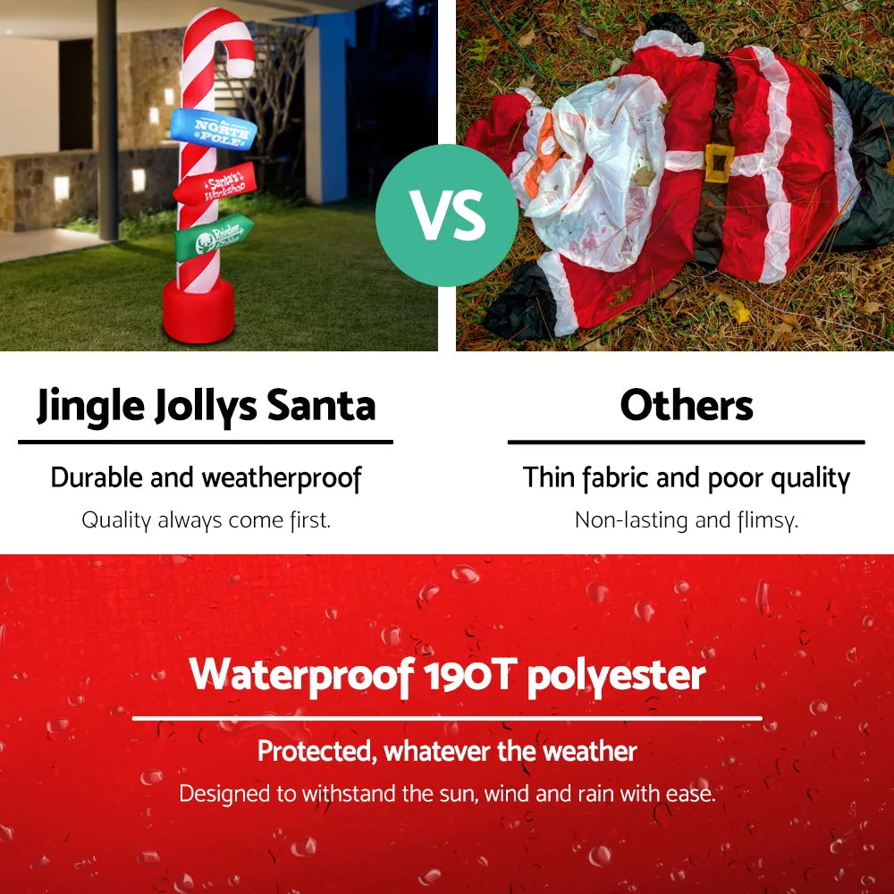 2.4M LED Christmas Inflatable Candy Pole, Water-Repellent - Jingle Jollys