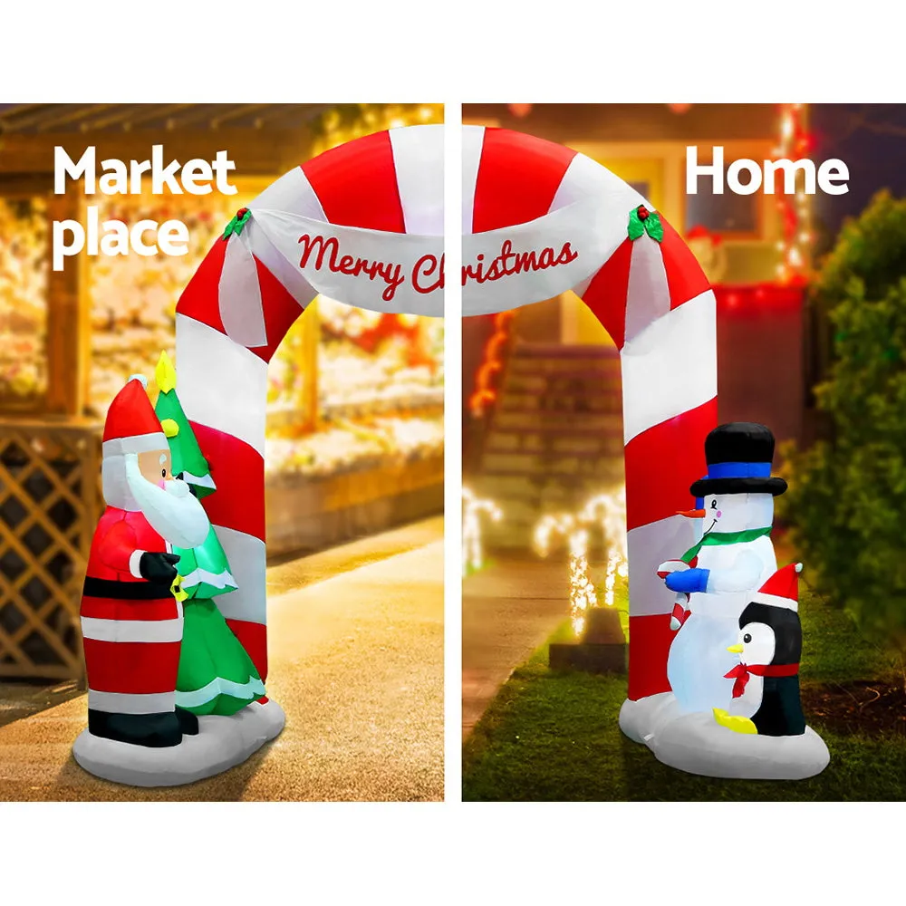 3M Christmas Inflatable Archway Entryway with Santa Xmas Decor LED