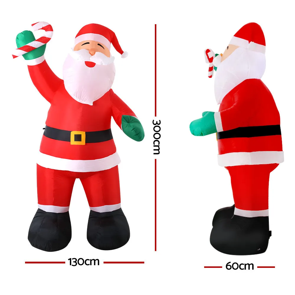 3M LED Santa Christmas Inflatable, Water-Repellent, Jingle Jollys