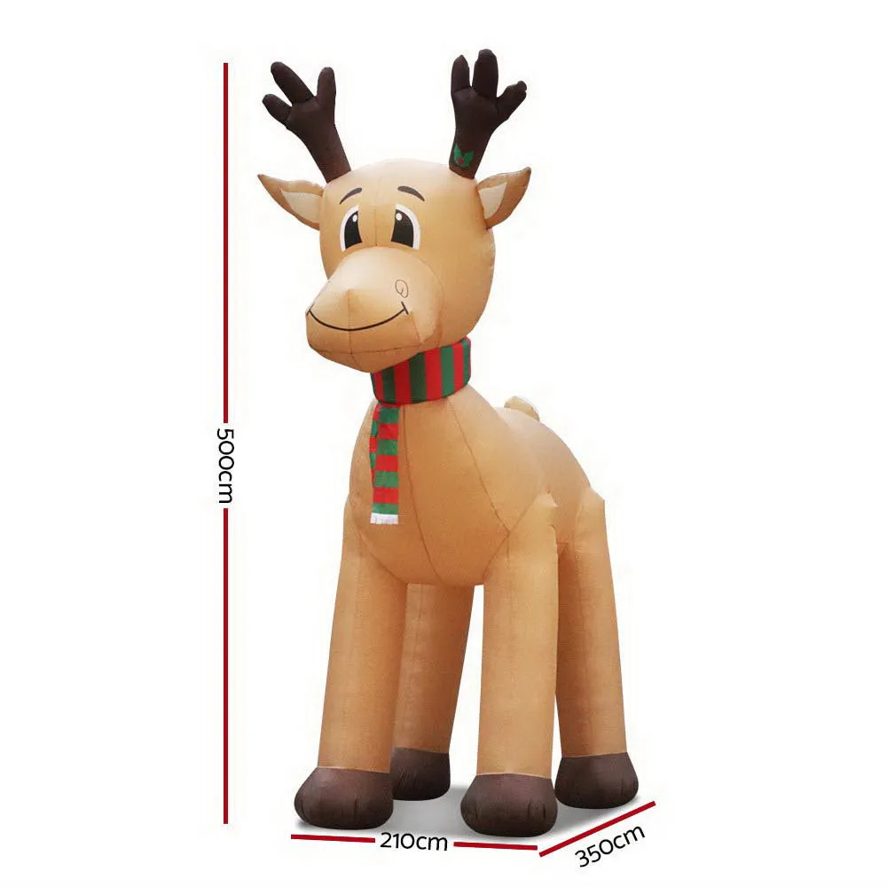 5M Illuminated UV-Resistant Inflatable Reindeer - Jingle Jollys