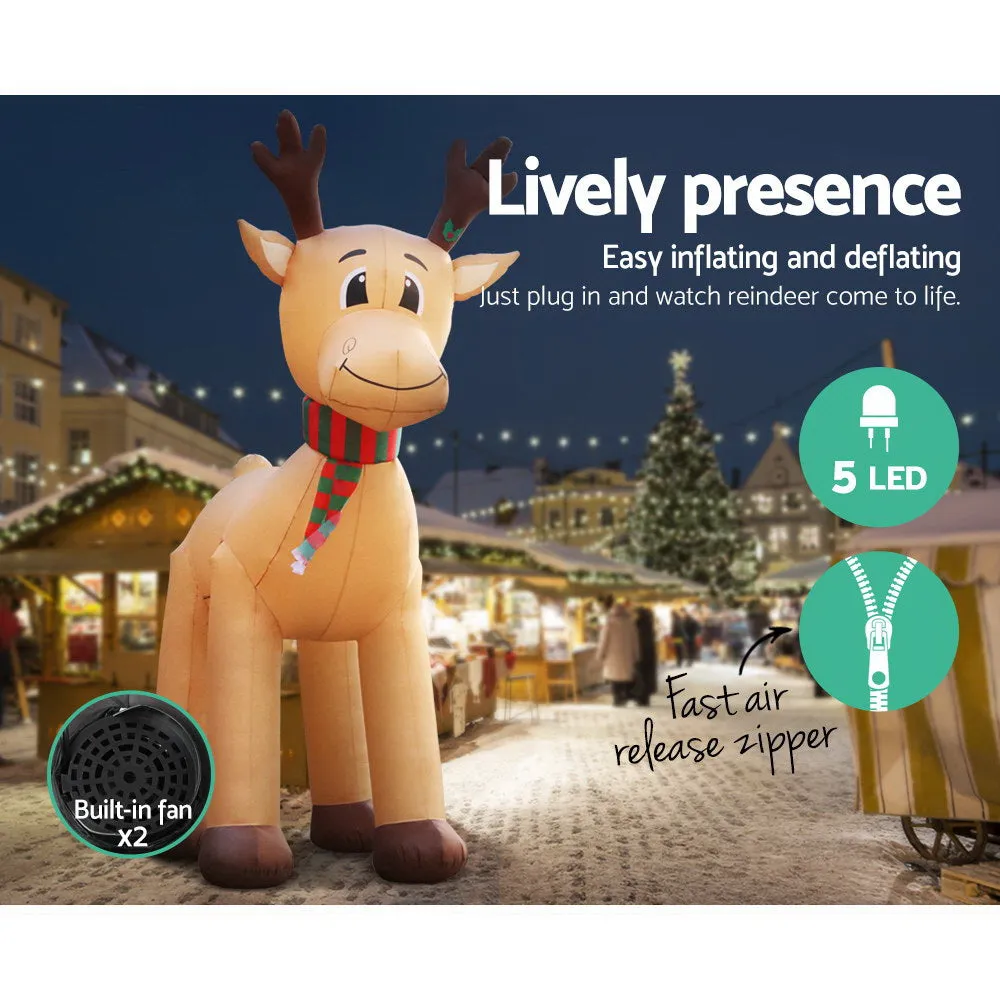 5M Illuminated UV-Resistant Inflatable Reindeer - Jingle Jollys