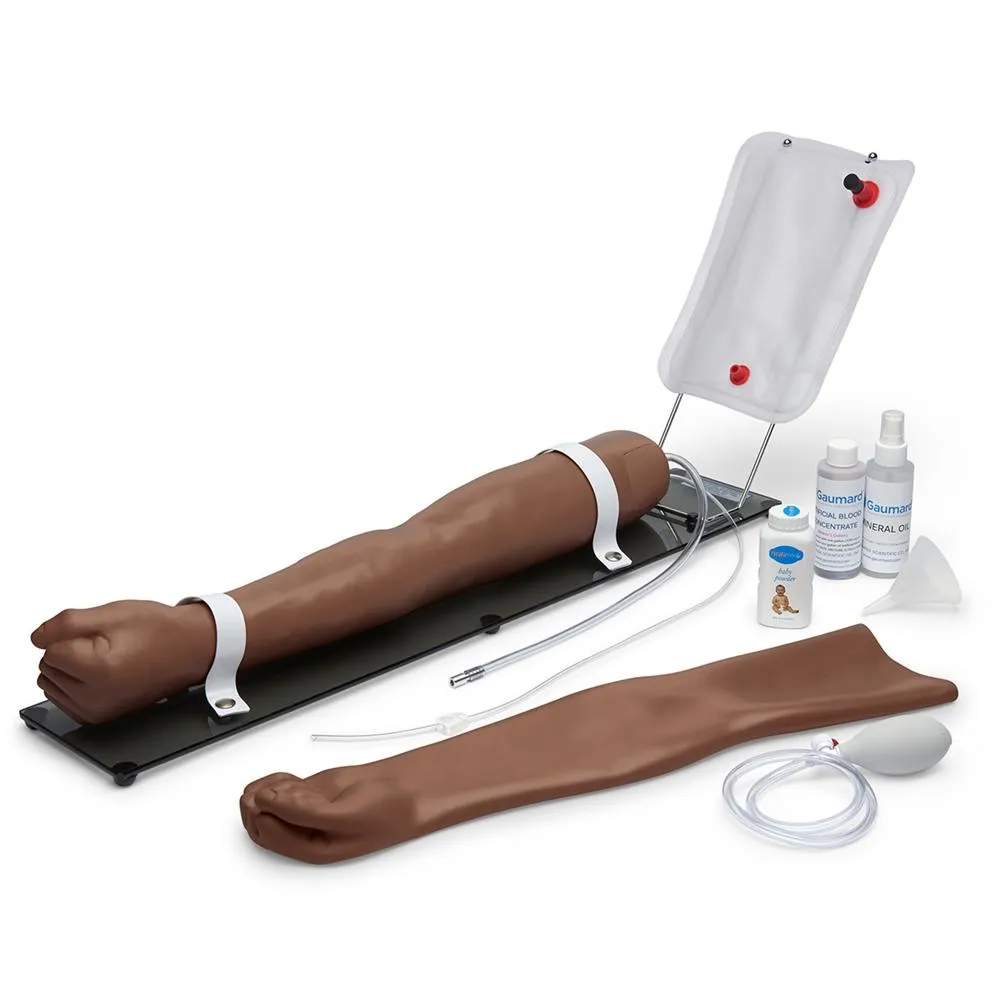 Advanced Multipurpose Venous Training Arm For IV, IM, and Sub-Q Practice, Left Arm, Dark