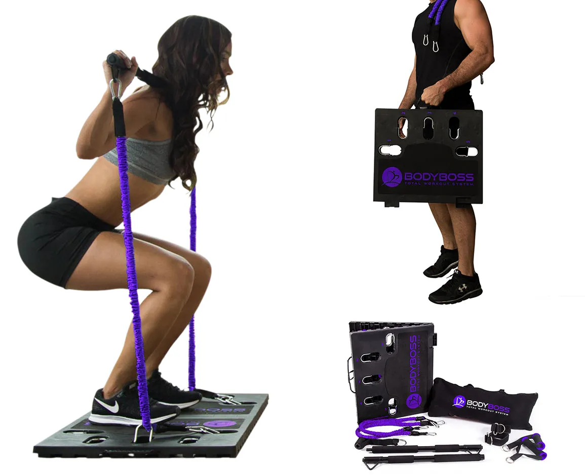 BodyBoss Home Gym 2.0 By 6Ave- Full Portable Gym Home Workout Bundle - PKG4-Purple