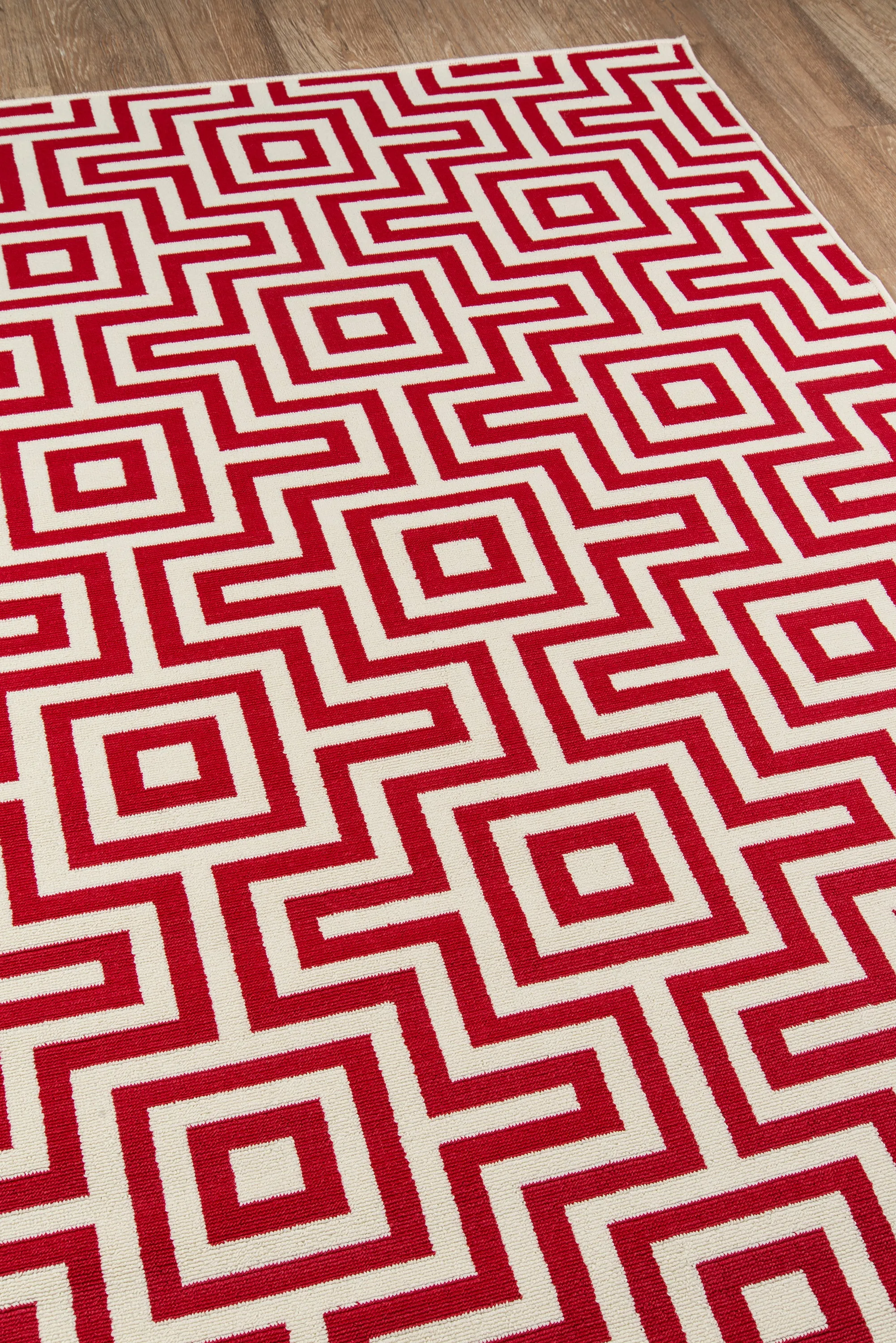 Contemporary Machine Made Red Rug