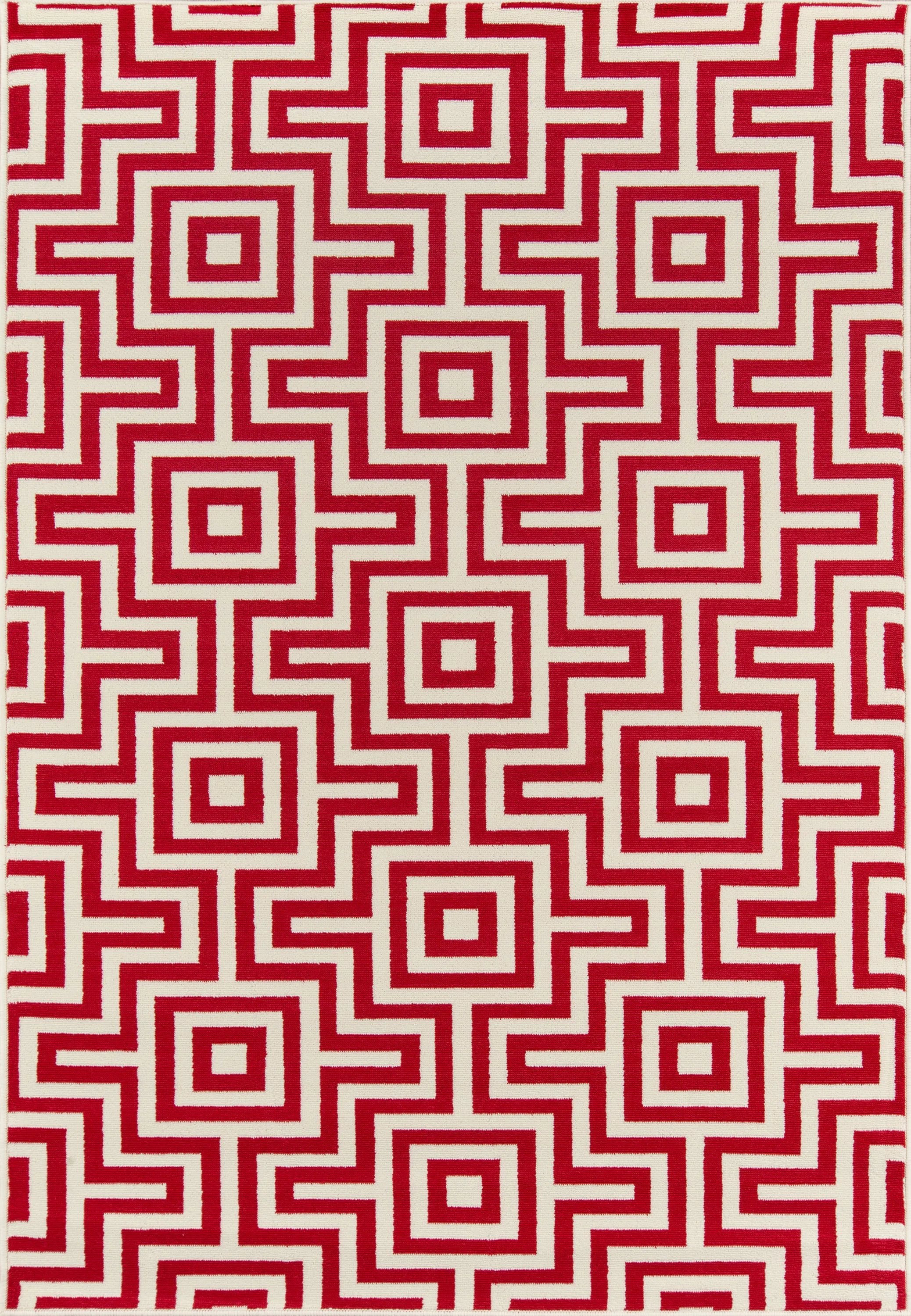 Contemporary Machine Made Red Rug