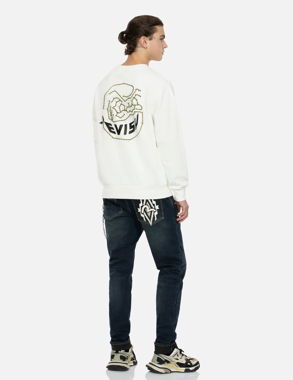 Dot-to-Dot Daruma and Logo Print Relax Fit Sweatshirt