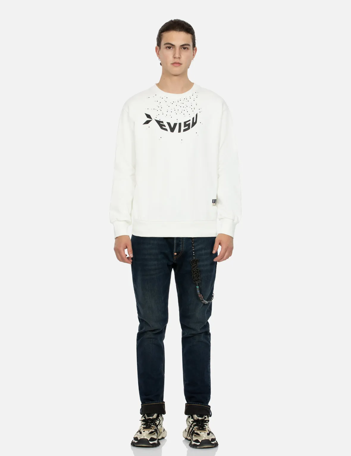 Dot-to-Dot Daruma and Logo Print Relax Fit Sweatshirt