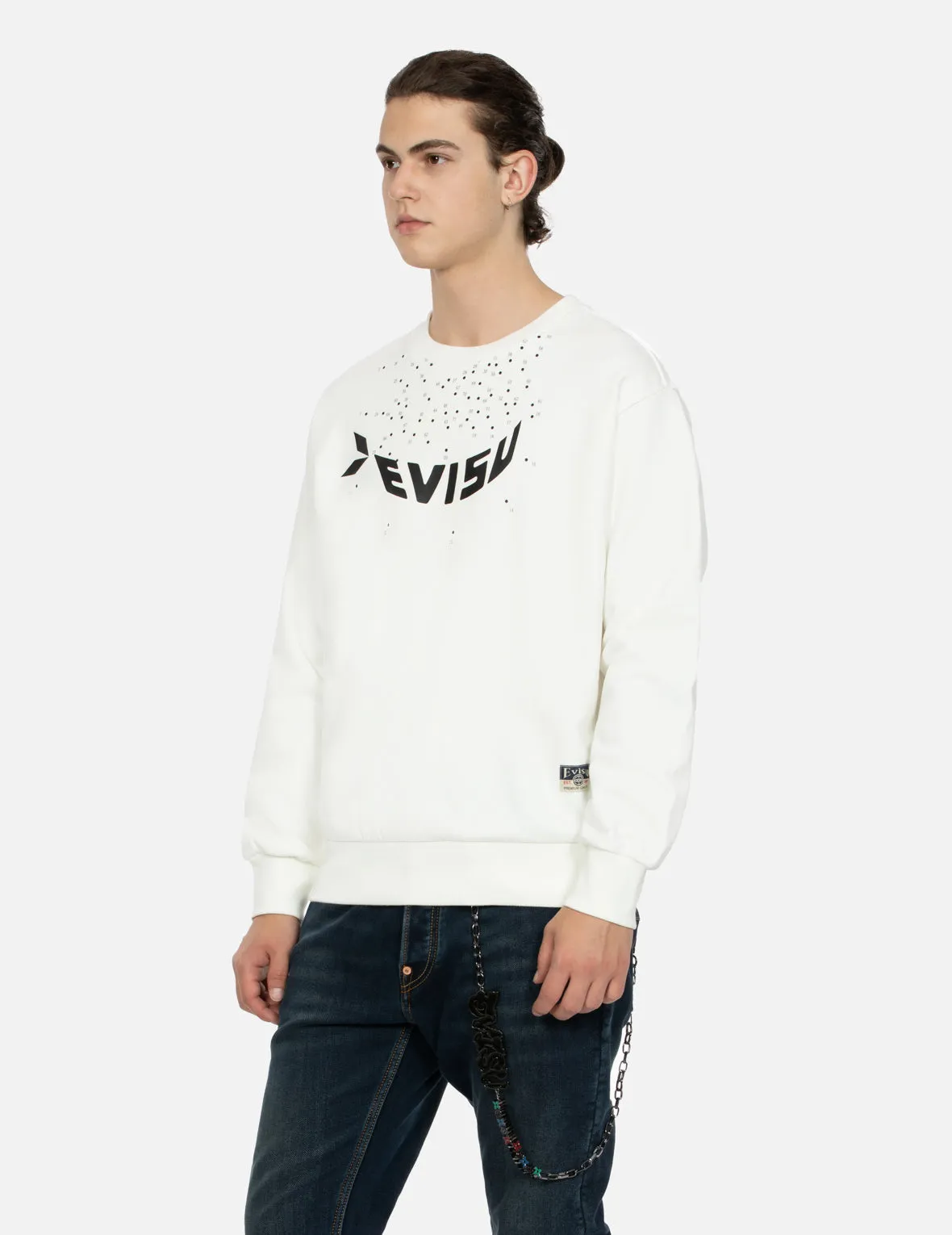 Dot-to-Dot Daruma and Logo Print Relax Fit Sweatshirt