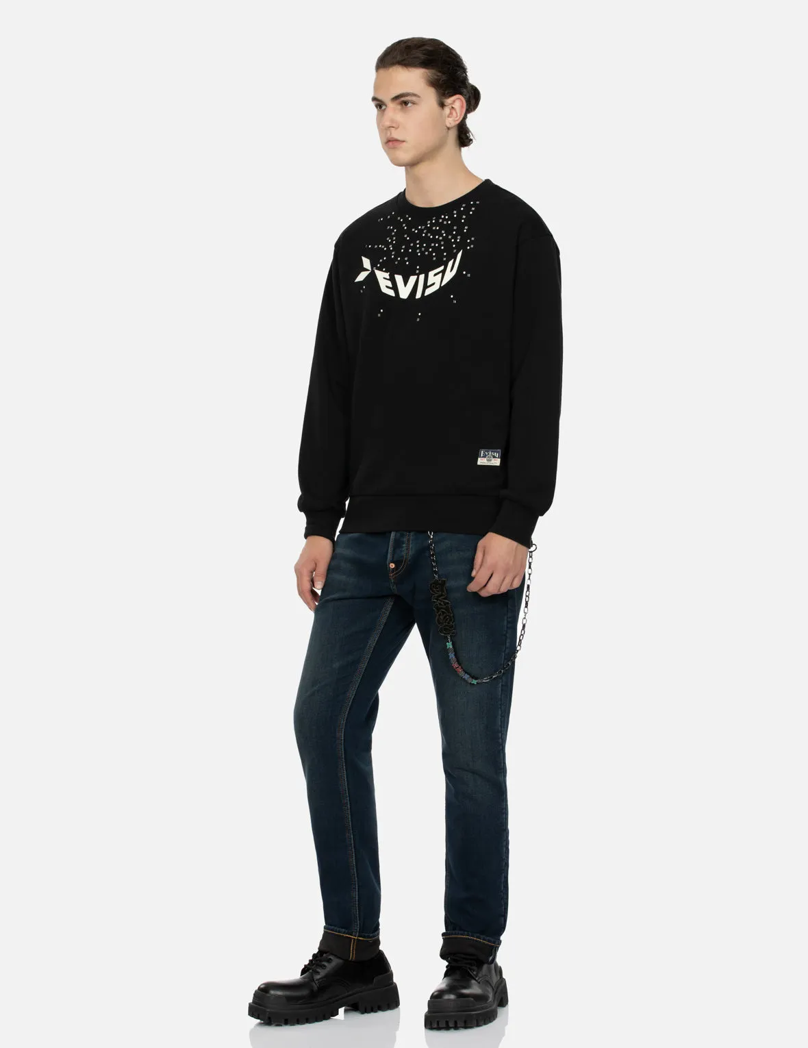 Dot-to-Dot Daruma and Logo Print Relax Fit Sweatshirt