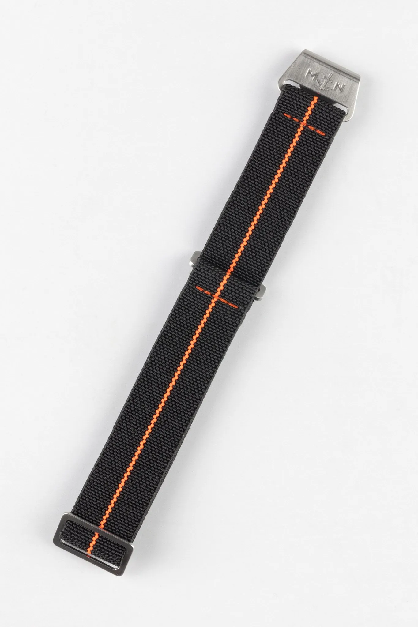 Erika's Originals BLACK OPS MN™ Strap with HOT ORANGE Centerline - BRUSHED Hardware