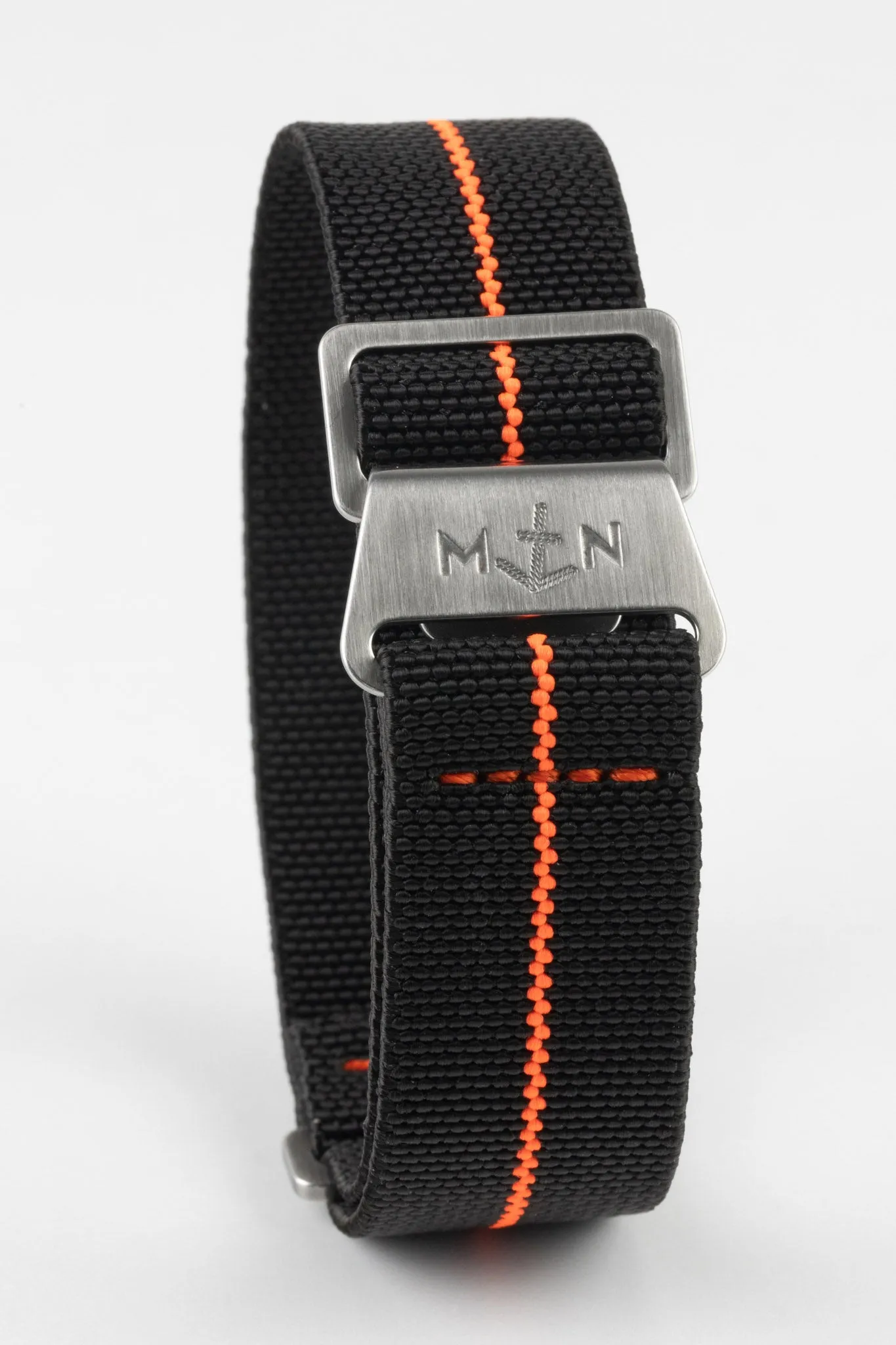 Erika's Originals BLACK OPS MN™ Strap with HOT ORANGE Centerline - BRUSHED Hardware