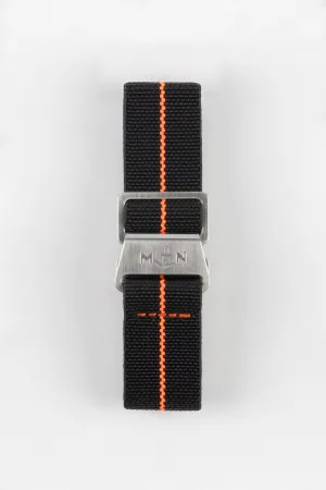 Erika's Originals BLACK OPS MN™ Strap with HOT ORANGE Centerline - BRUSHED Hardware