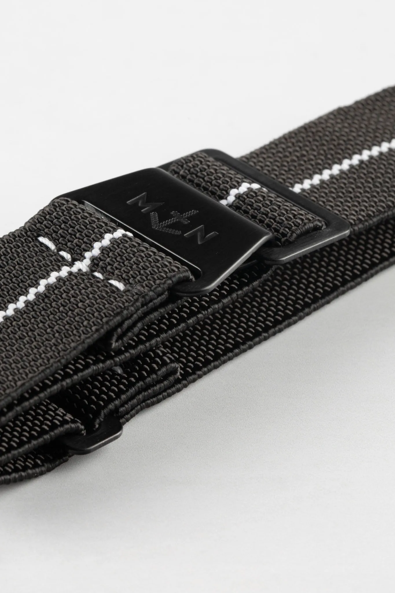 Erika's Originals BLACK OPS MN™ Strap with WHITE Centerline - BLACK Hardware