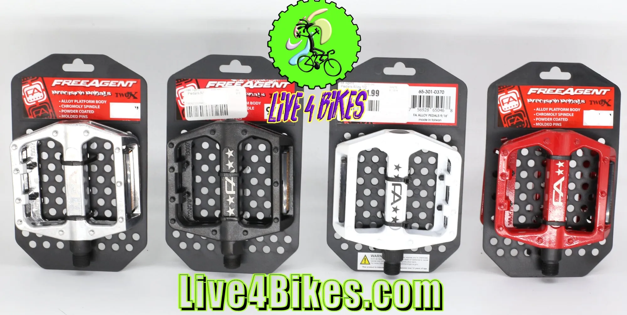 Free Agent Platform Aluminum Bicycle Pedals 1/2 Chrome -Live4Bikes