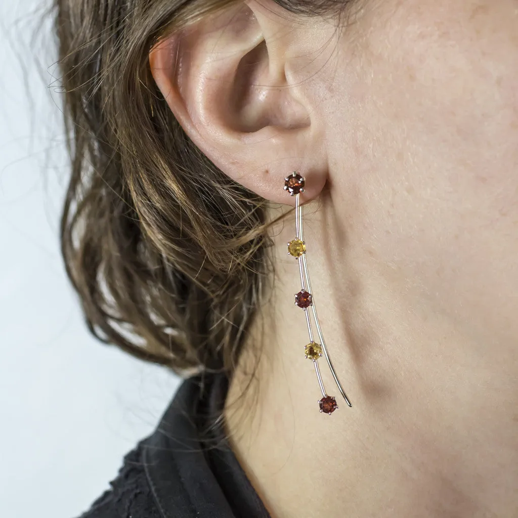 Garnet and Citrine Ear Climbers