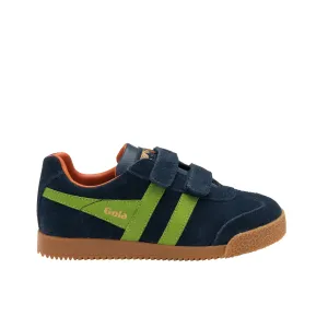 Gola Harrier Navy Zest  Moody Orange Suede Kids Trainers