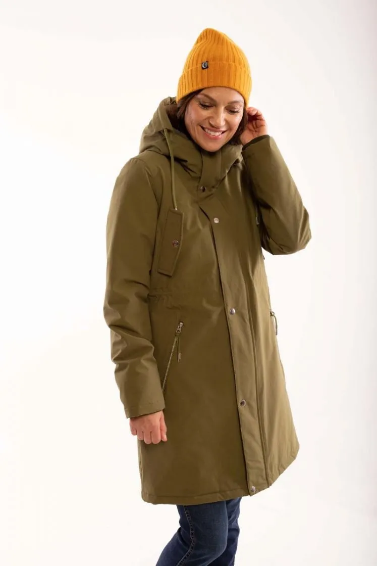 Groene lange winterjas | Danefae beate winter parka olive