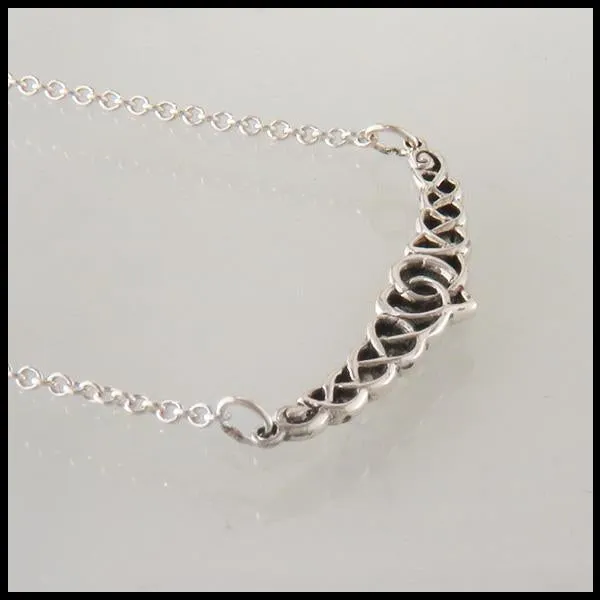 Heart Knot Necklace and Ear Climber Set in Silver