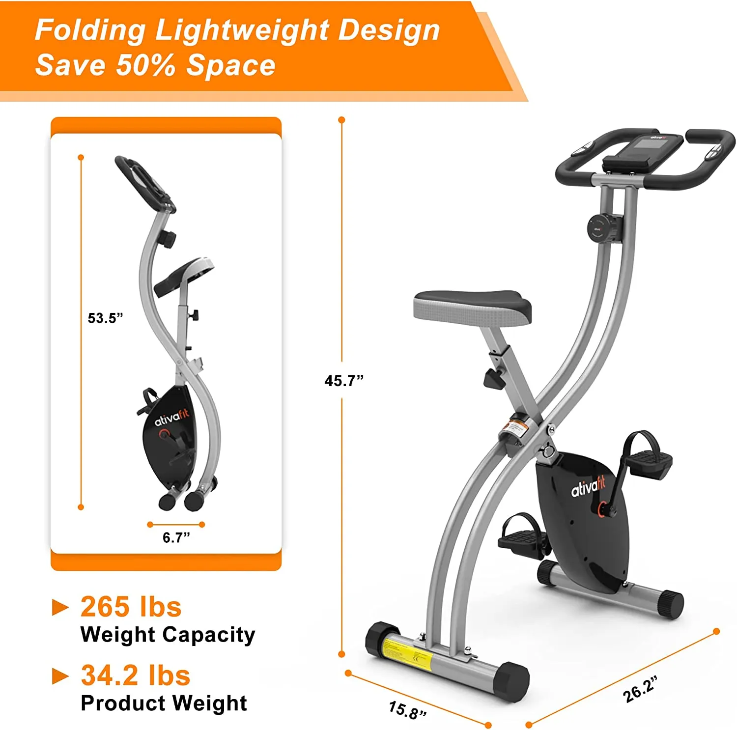 Indoor Cycling Bike Folding Magnetic Upright Exercise Bike