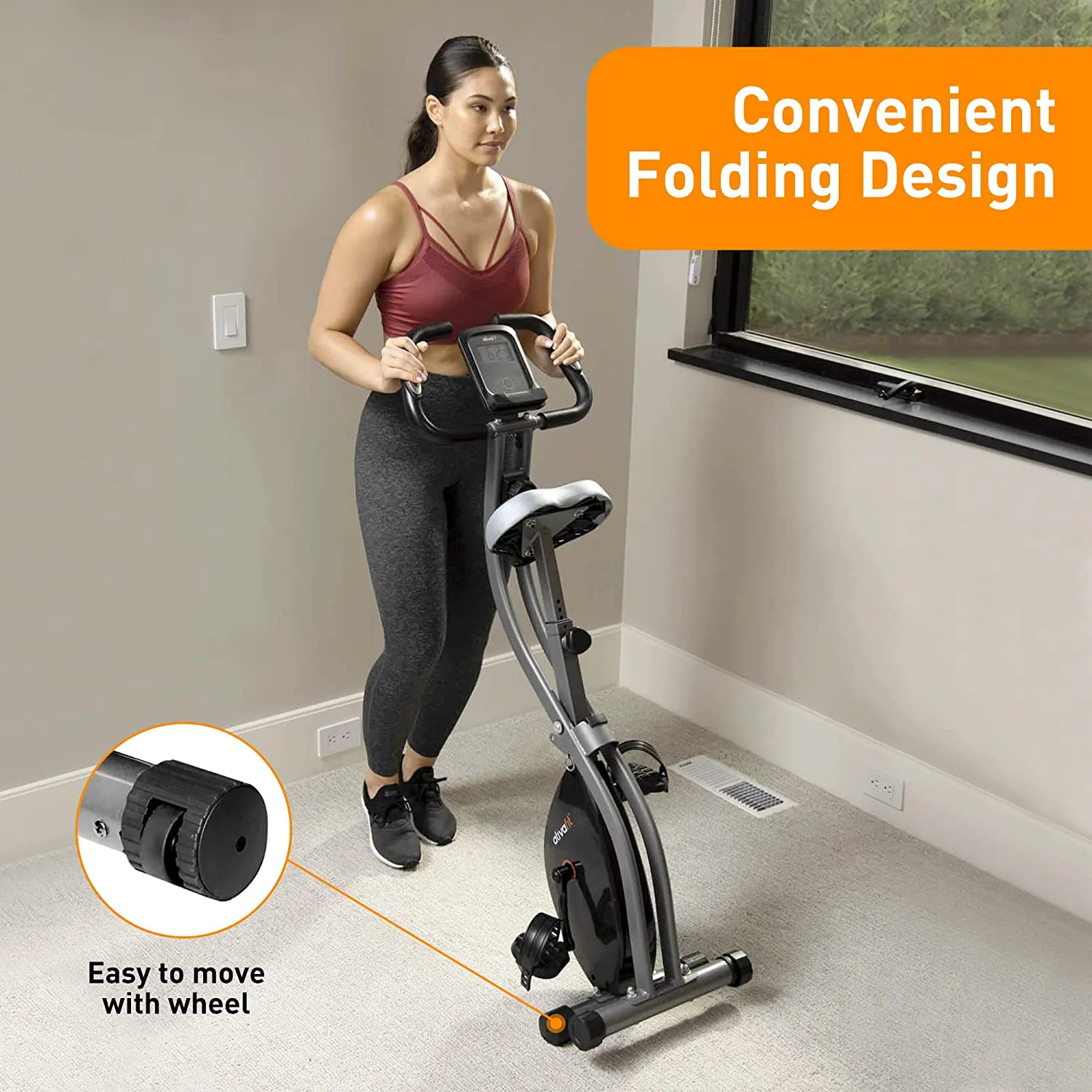 Indoor Cycling Bike Folding Magnetic Upright Exercise Bike