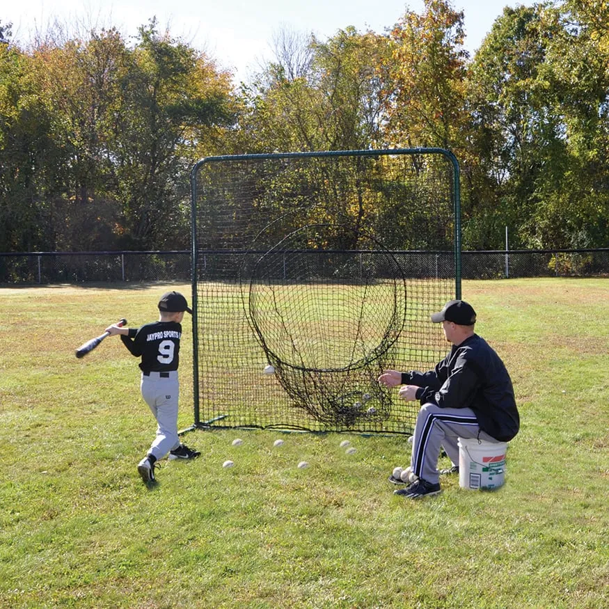 Jaypro Sports Batting Practice Screen - 7 ft.H x 7 ft.W - Portable - Soft Toss (Black)