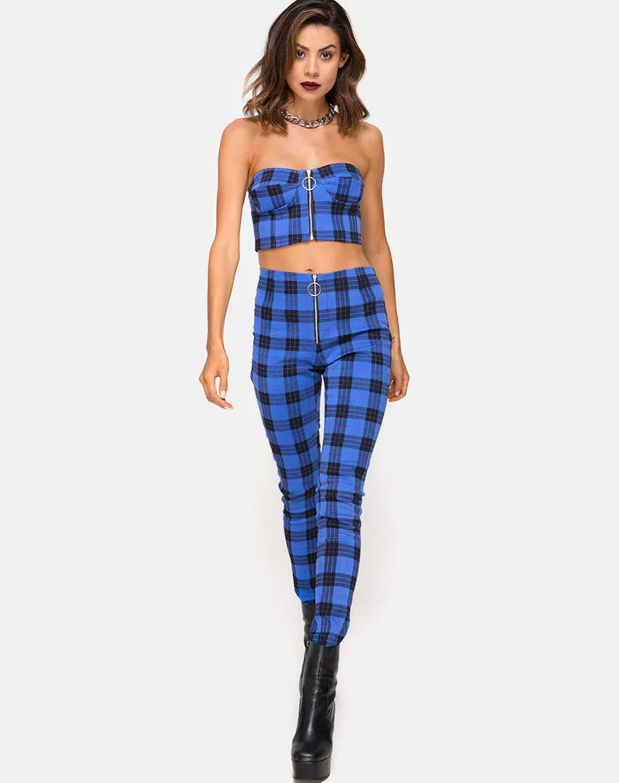 Jolim Tapered Trouser in Tartan Blue