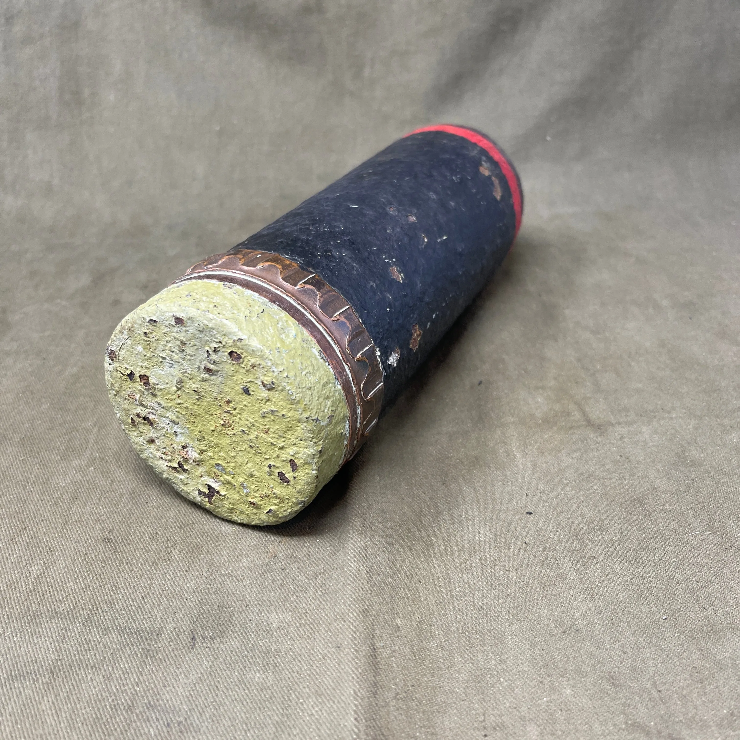 Munition. An inert 18 Pr. shrapnel round for the British QF 18 pounder gun