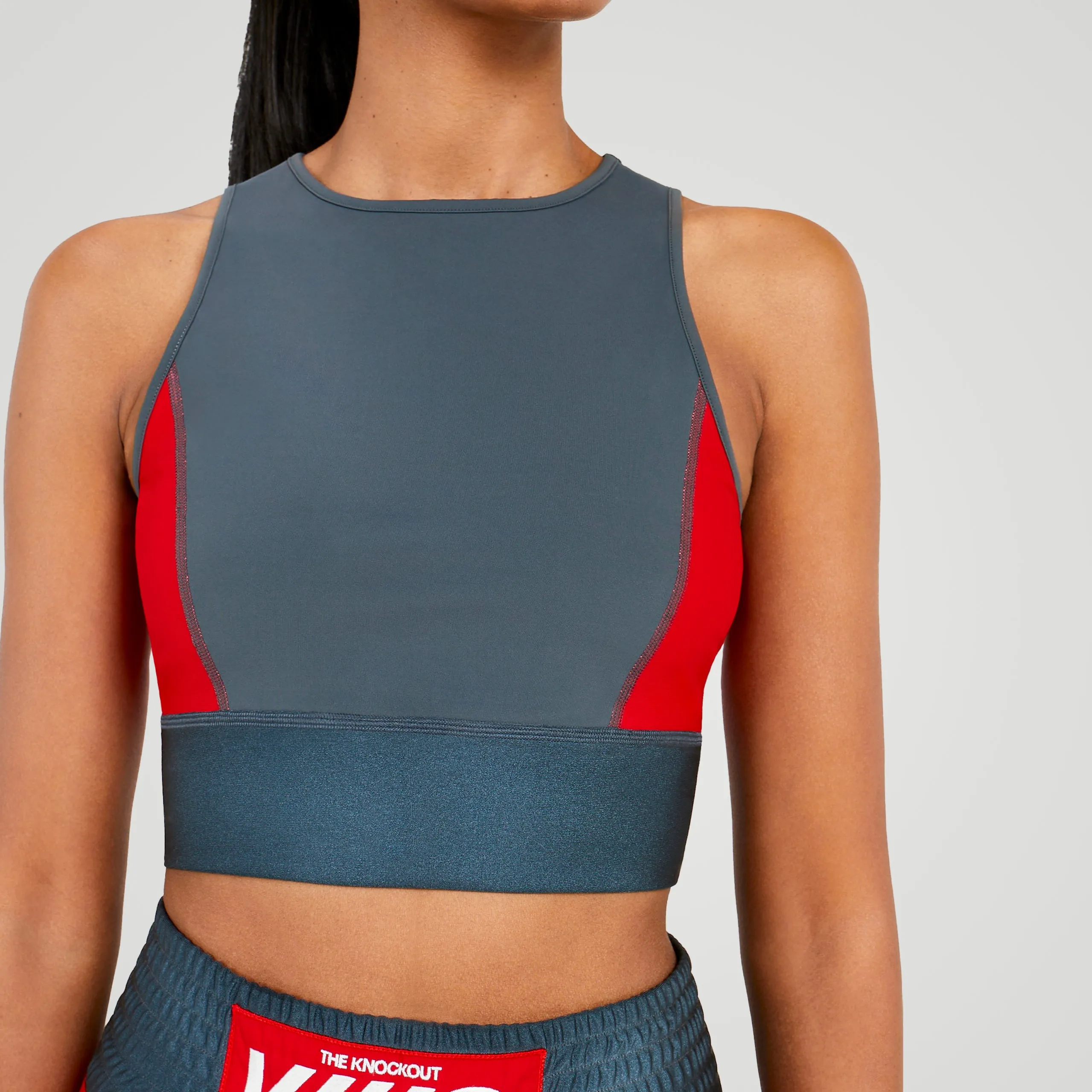 On-The-Ropes Tank Top in Grey & Red