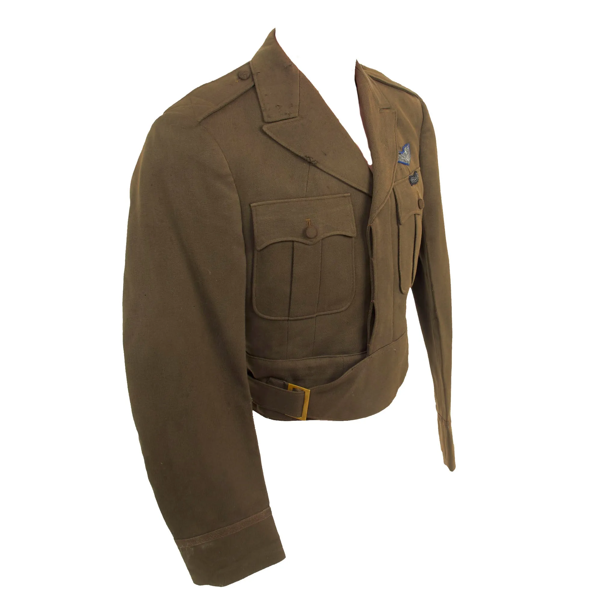 Original U.S. WWII 8th Army Air Forces Custom Tailored Ike Jacket With English Made Insignia - Caterpillar Club