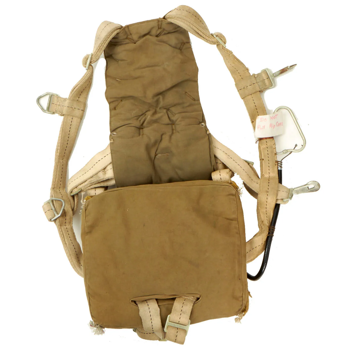 Original U.S. WWII Army Navy Marine Corps Fighter Pilot AN-6510 Seat Parachute Harness and Kit Bag by Switlik Parachute Company - Dated June 1940