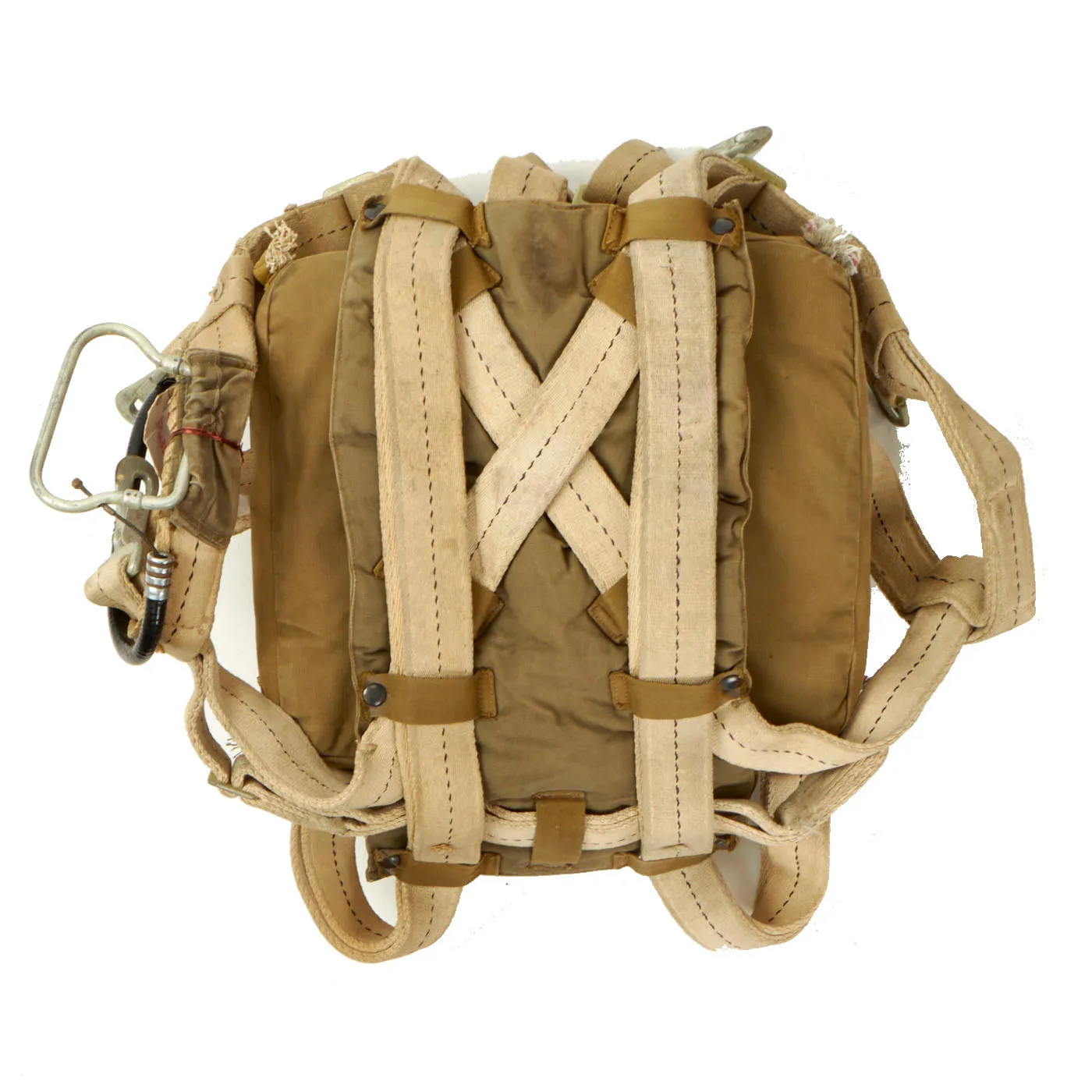 Original U.S. WWII Army Navy Marine Corps Fighter Pilot AN-6510 Seat Parachute Harness and Kit Bag by Switlik Parachute Company - Dated June 1940