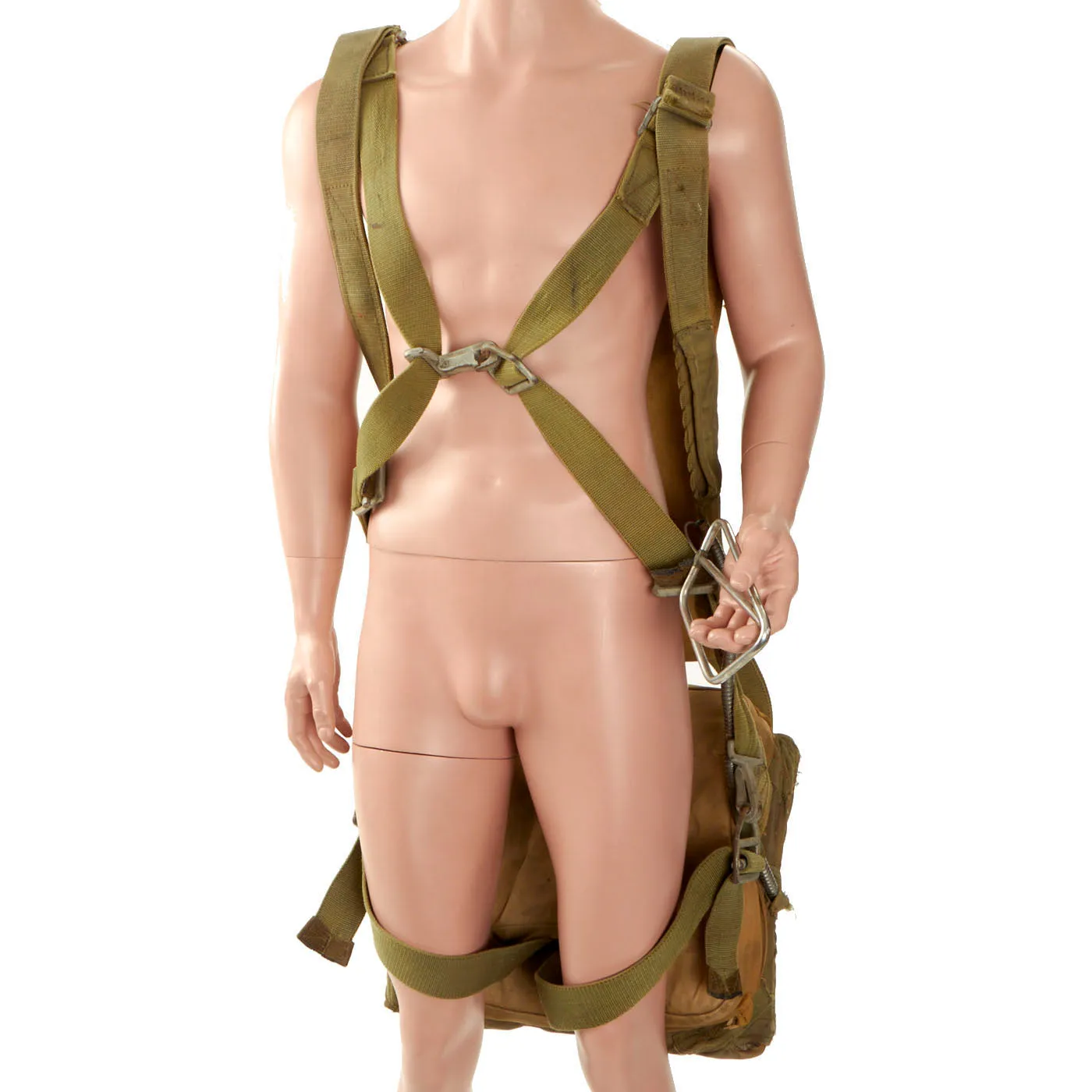 Original U.S. WWII Korean War Army Navy Marine Corps Liaison Pilot AN-6510 Seat Parachute Harness by Severin MFG. Co. - Dated January 1943