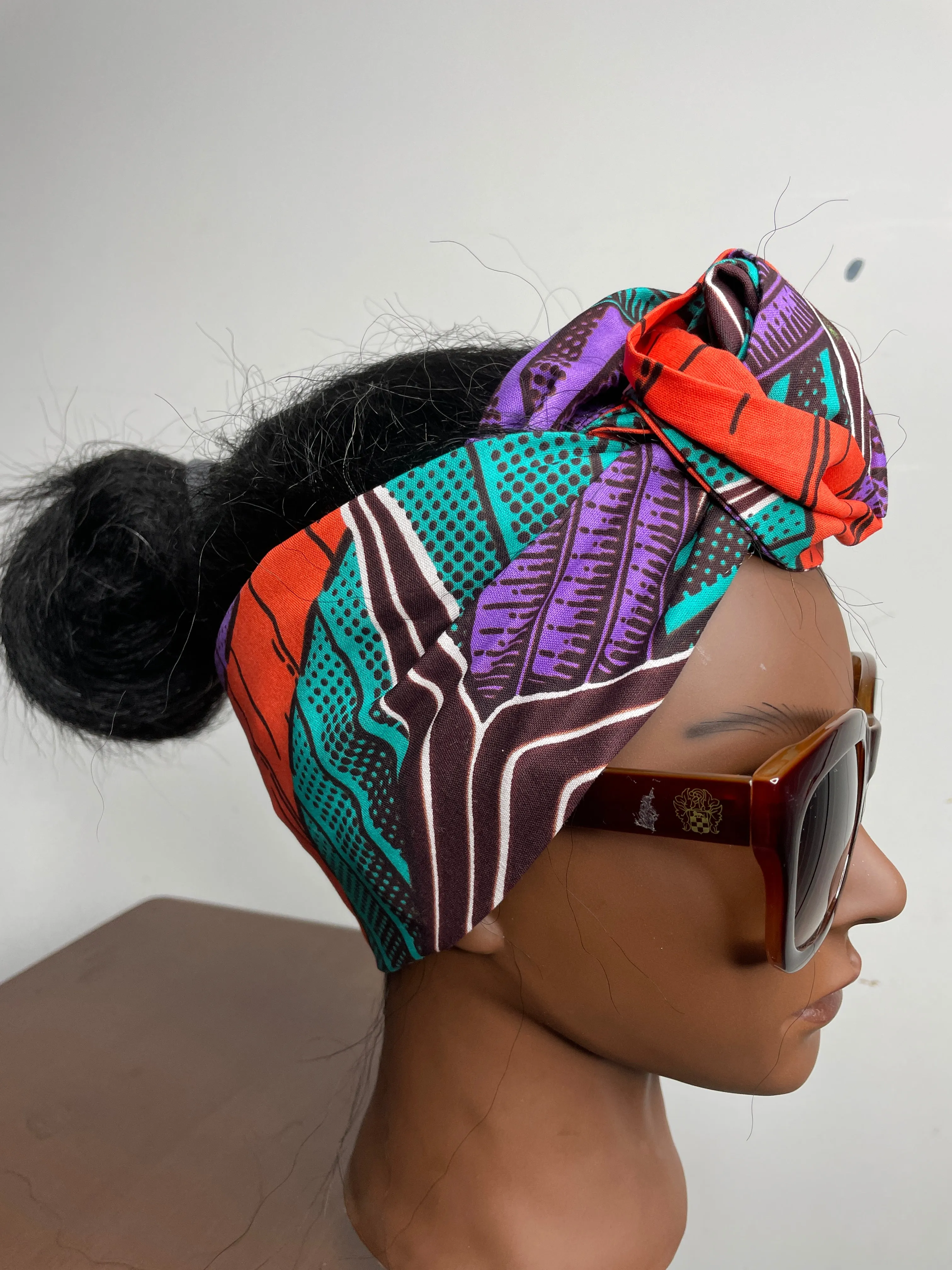 Purple and Orange Lined Head wrap