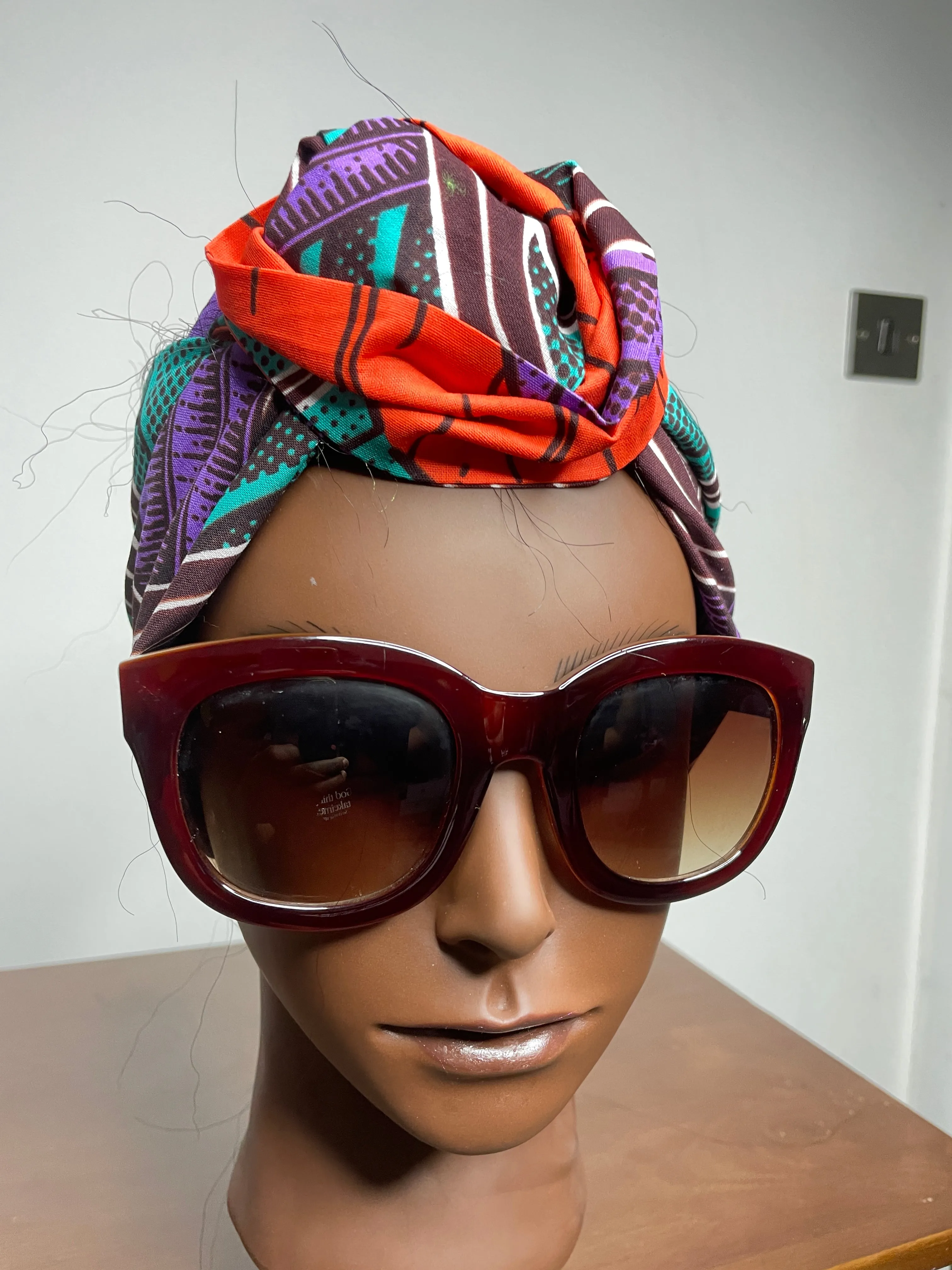 Purple and Orange Lined Head wrap