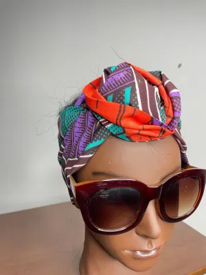 Purple and Orange Lined Head wrap