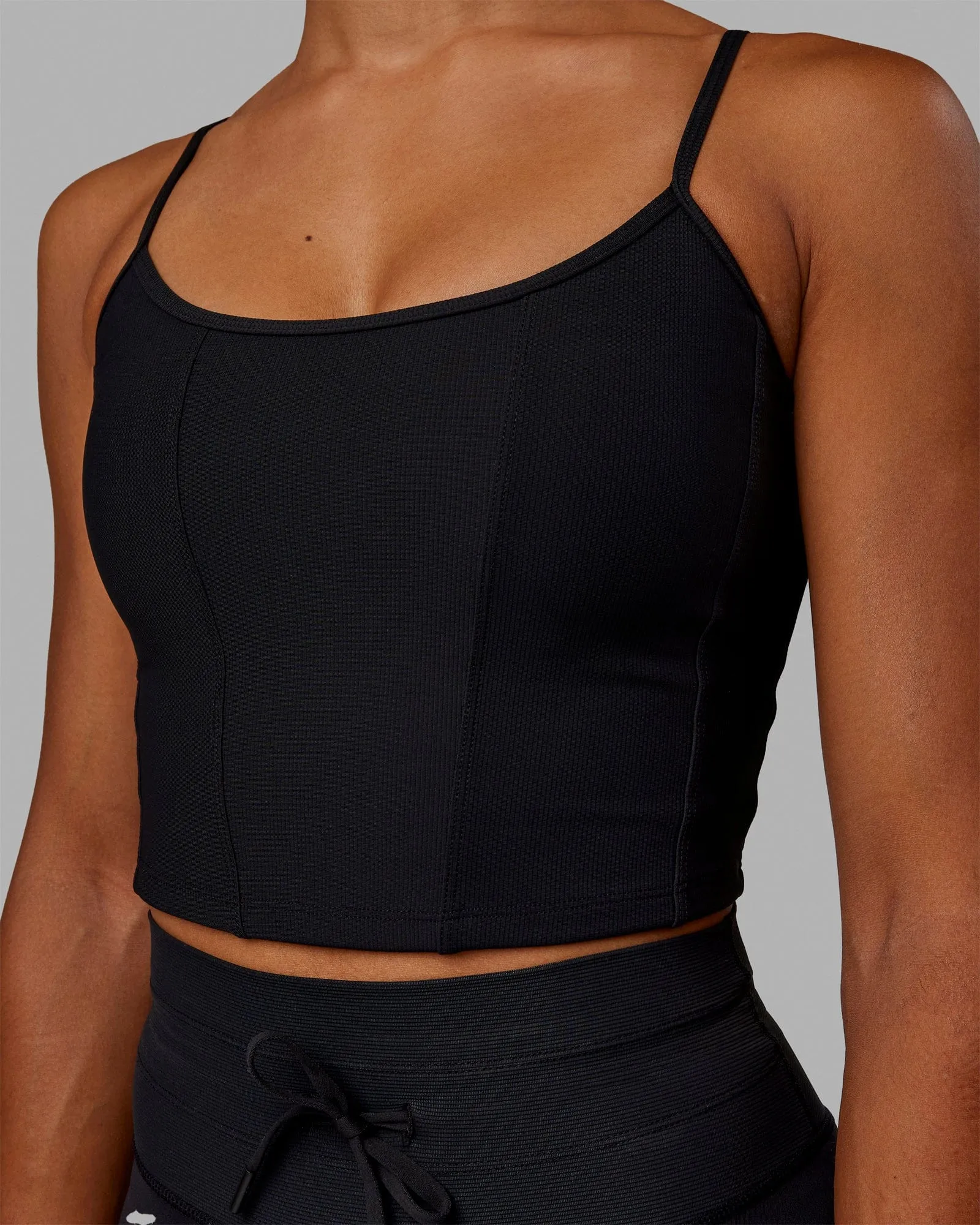 Resistance Ribbed Shelf Bra Performance Tank - Black