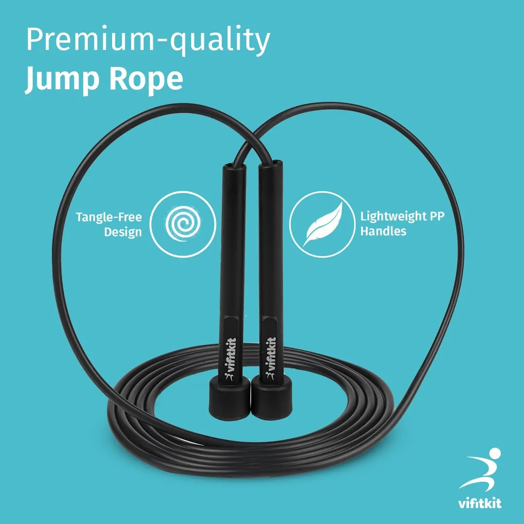 Vifitkit Skipping Rope for Men and Women, Jump Rope With Adjustable Height for Exercise, Gym, Sports, Lightweight, Tangle-Free Design (Black)